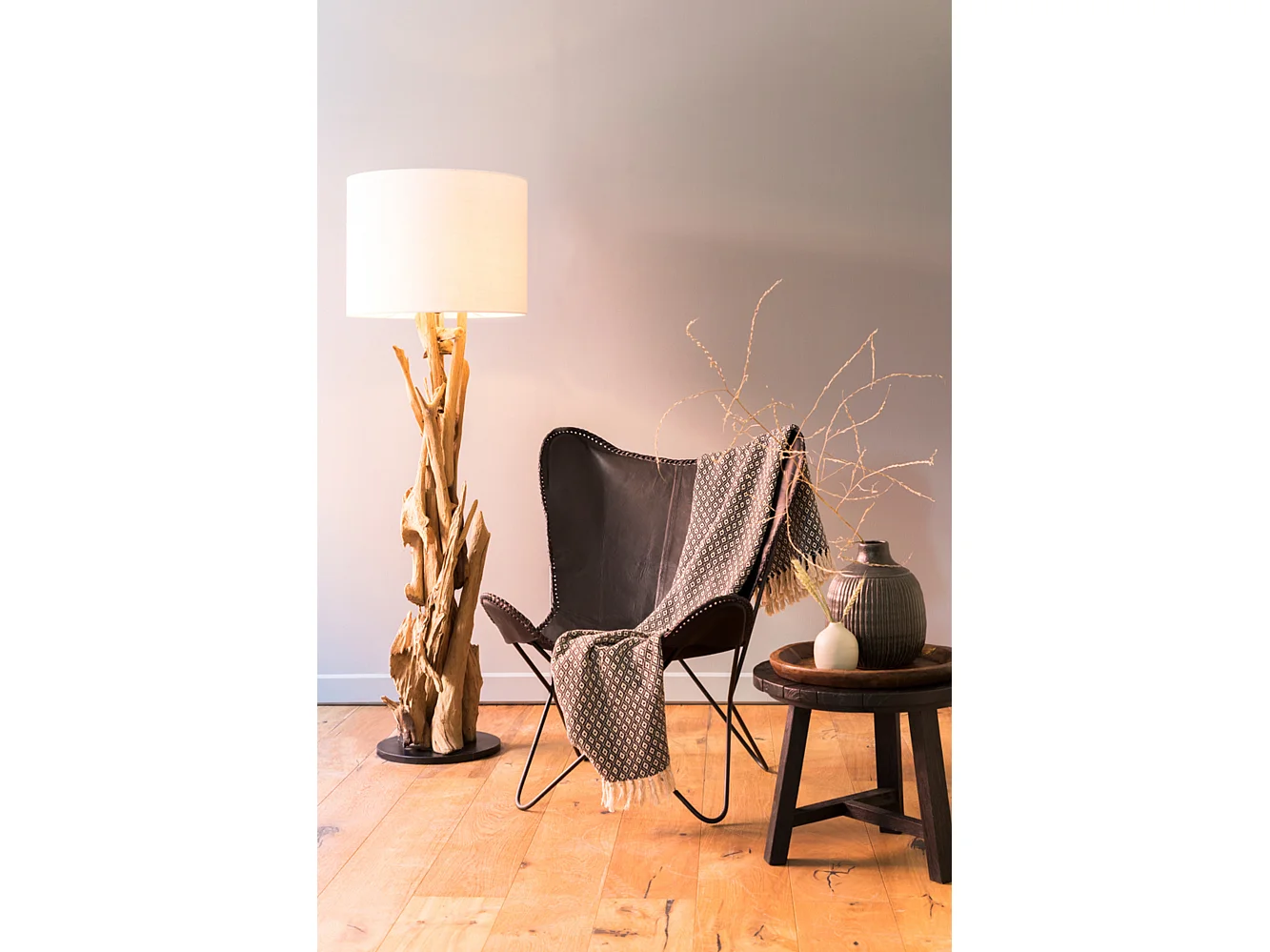 Vloerlamp VIDIN - Ø35x133cm - Bruin