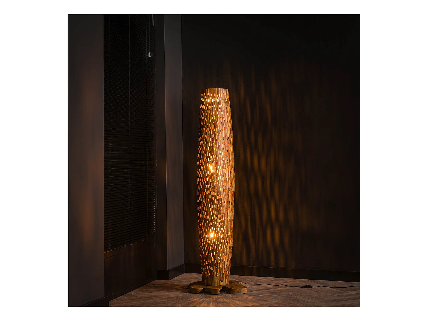 Lampadaire M Bars - Bois de teck - 145cm