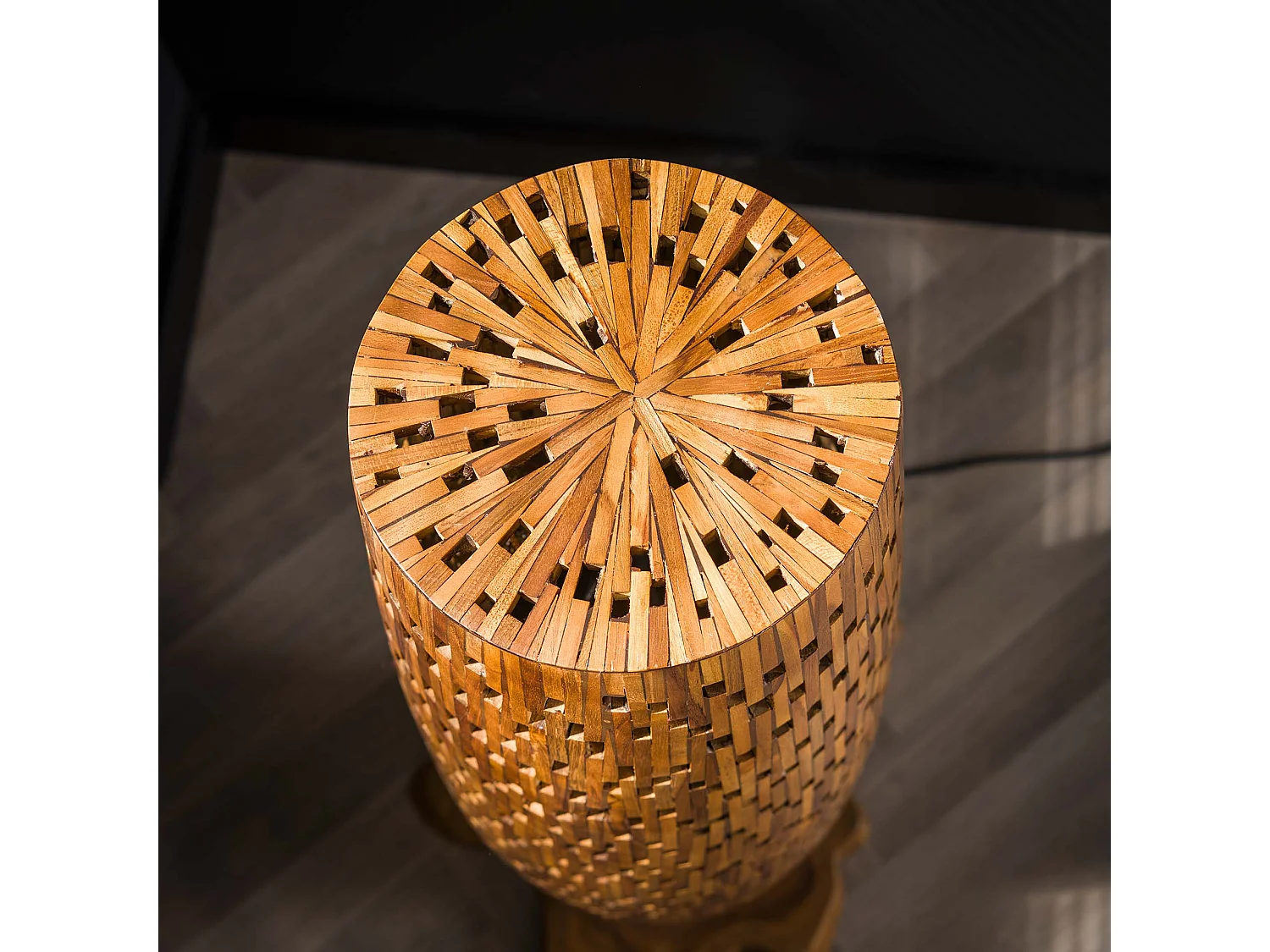 Lampadaire M Bars - Bois de teck - 145cm