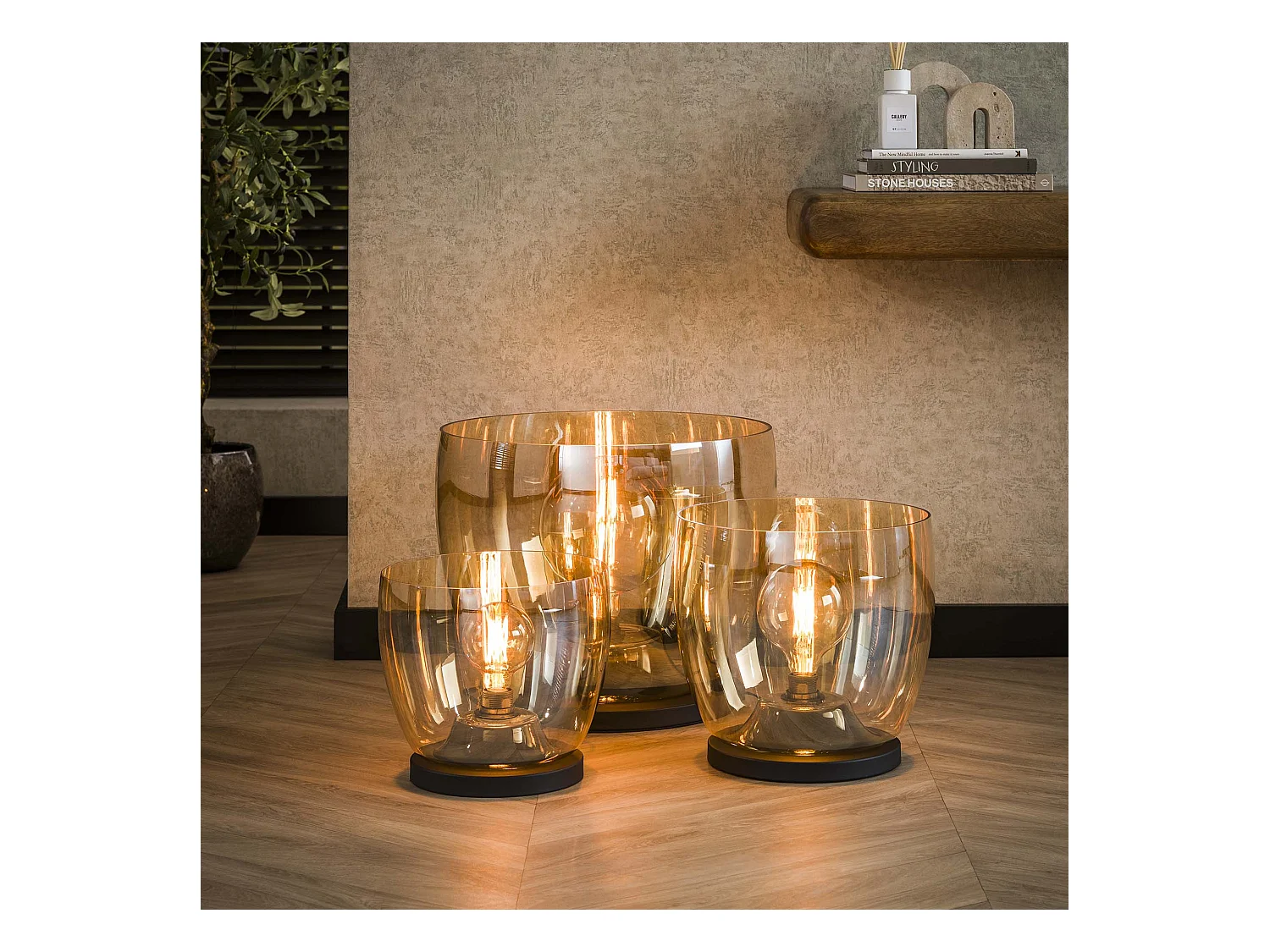 Lampadaire UP XXL - Verre ambré - Ø48