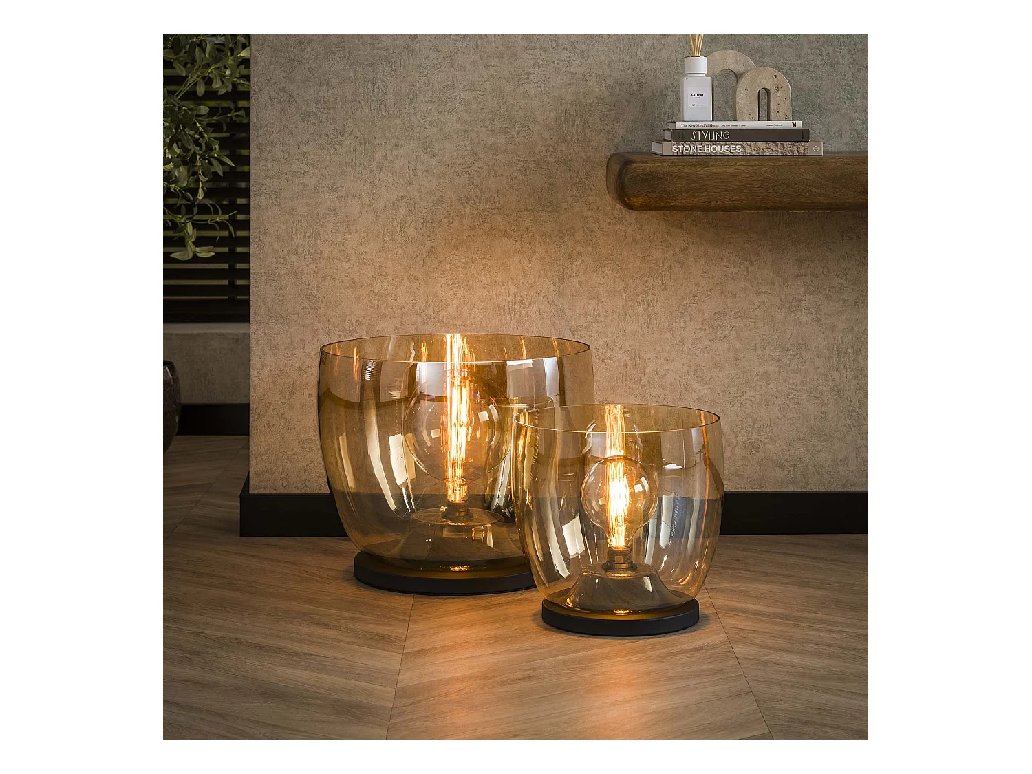 Lampadaire UP XXL - Verre ambré - Ø48