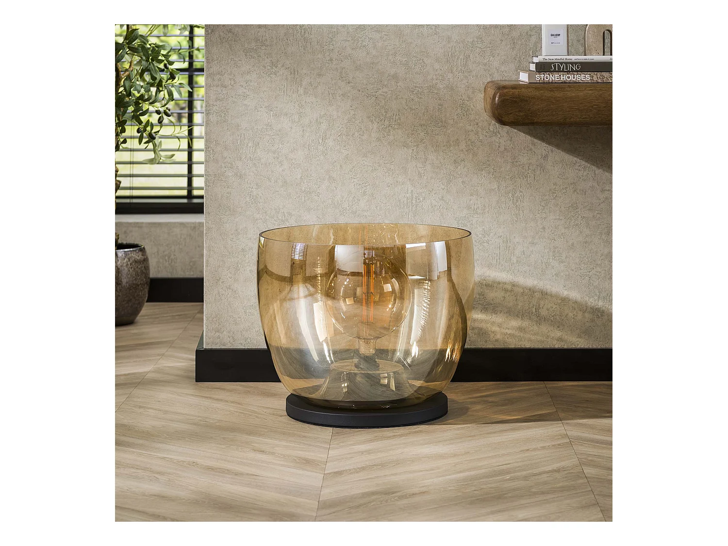 Lampadaire UP XXL - Verre ambré - Ø48