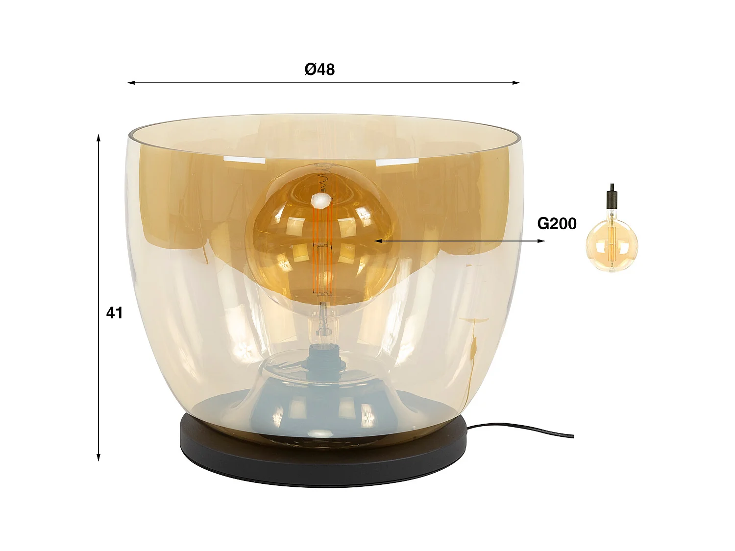 Lampadaire UP XXL - Verre ambré - Ø48