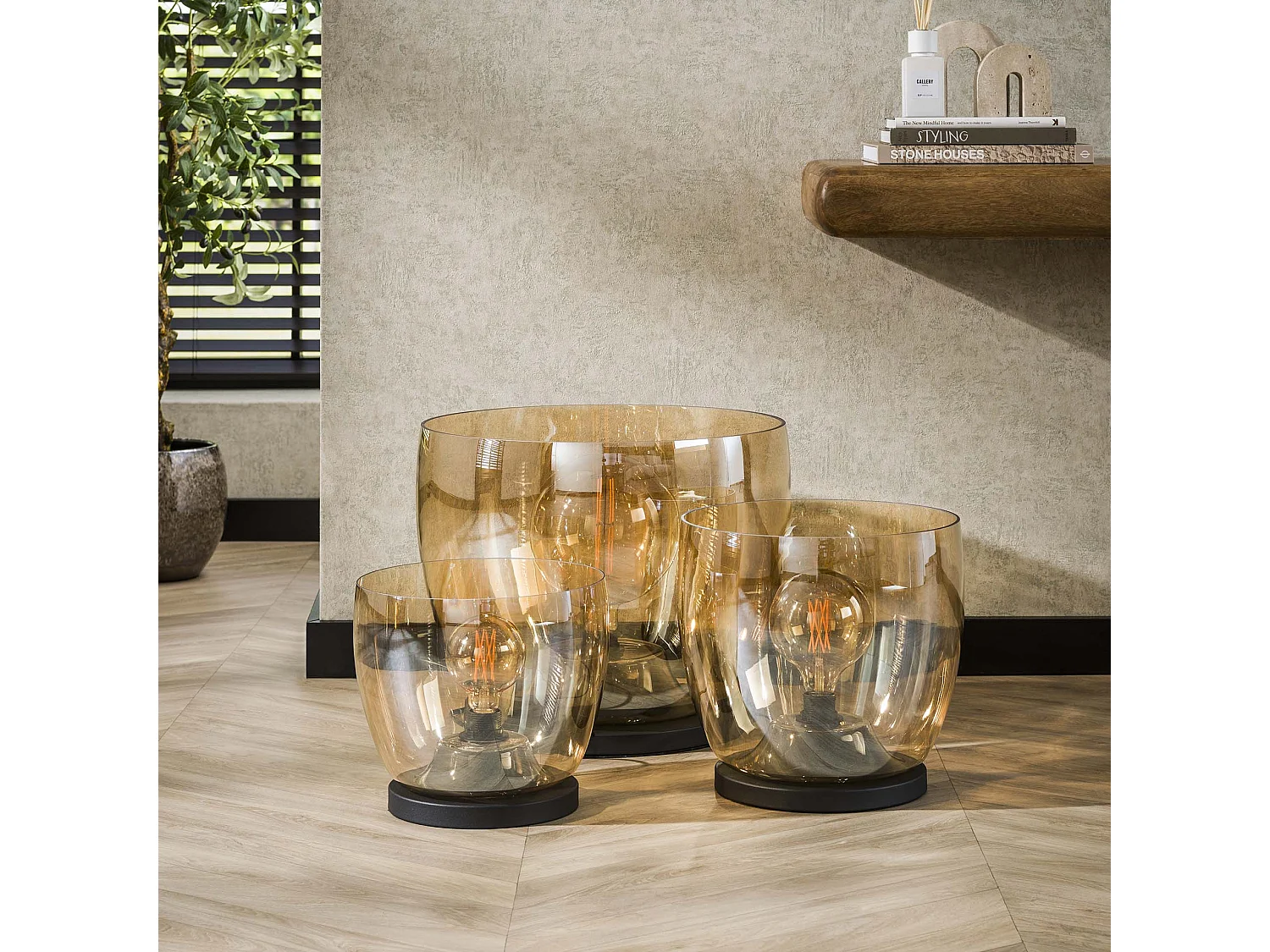 Lampadaire UP XXL - Verre ambré - Ø48