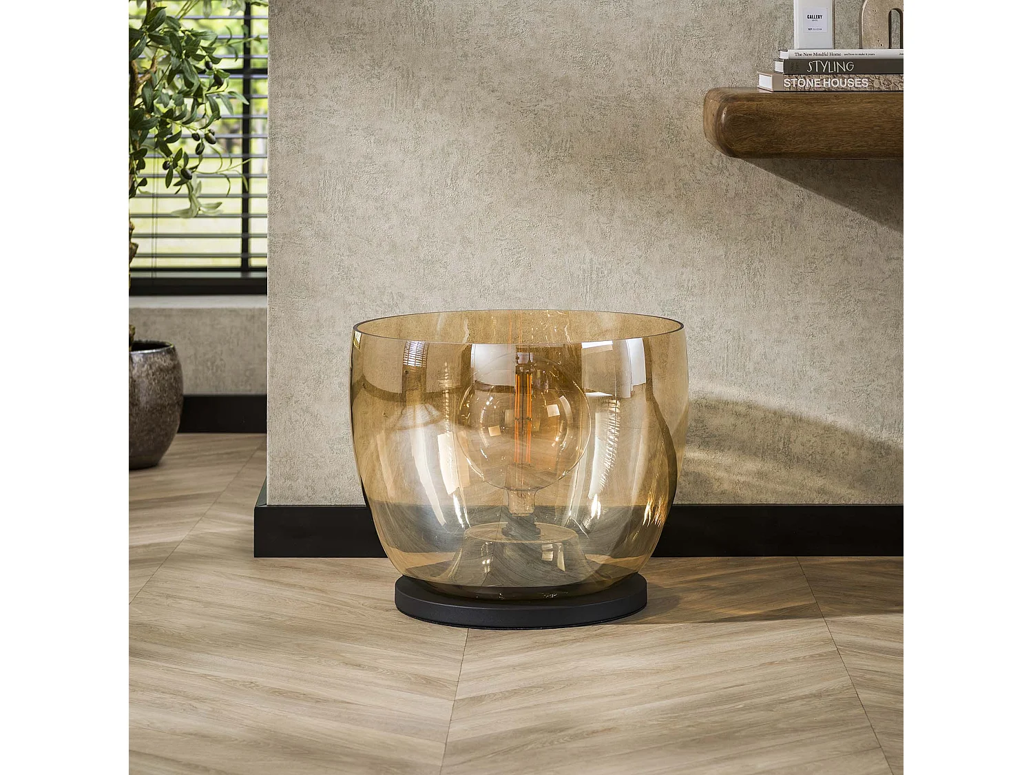 Lampadaire UP XXL - Verre ambré - Ø48