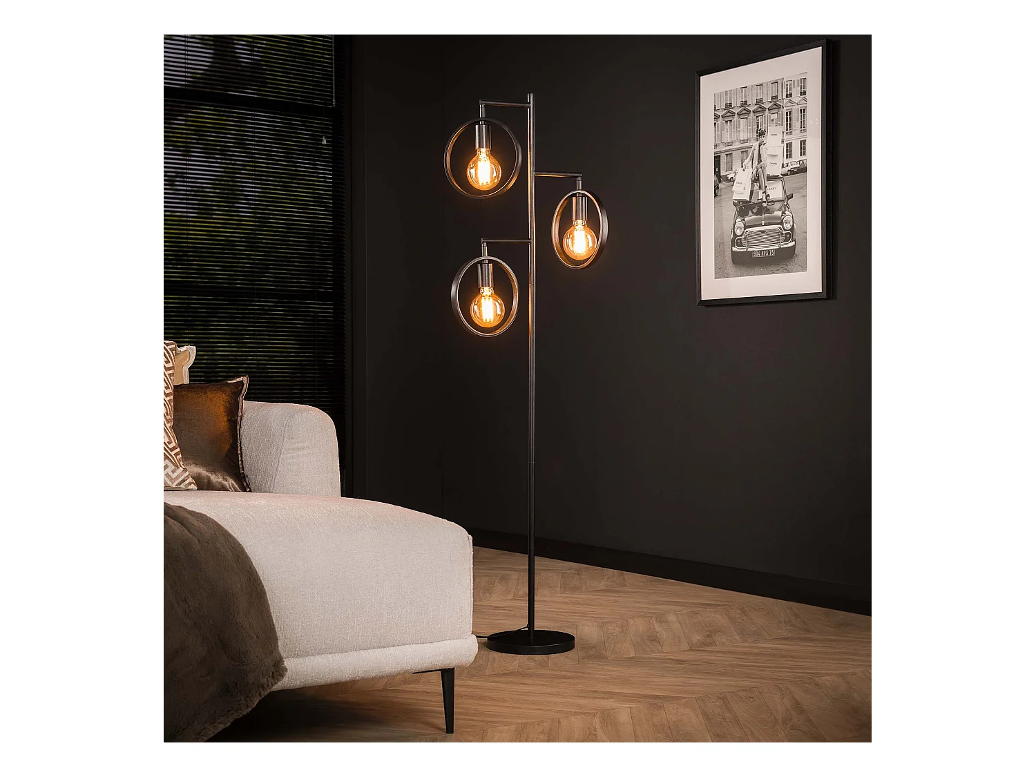 Lampadaire Ring 3 lampes - Anthracite