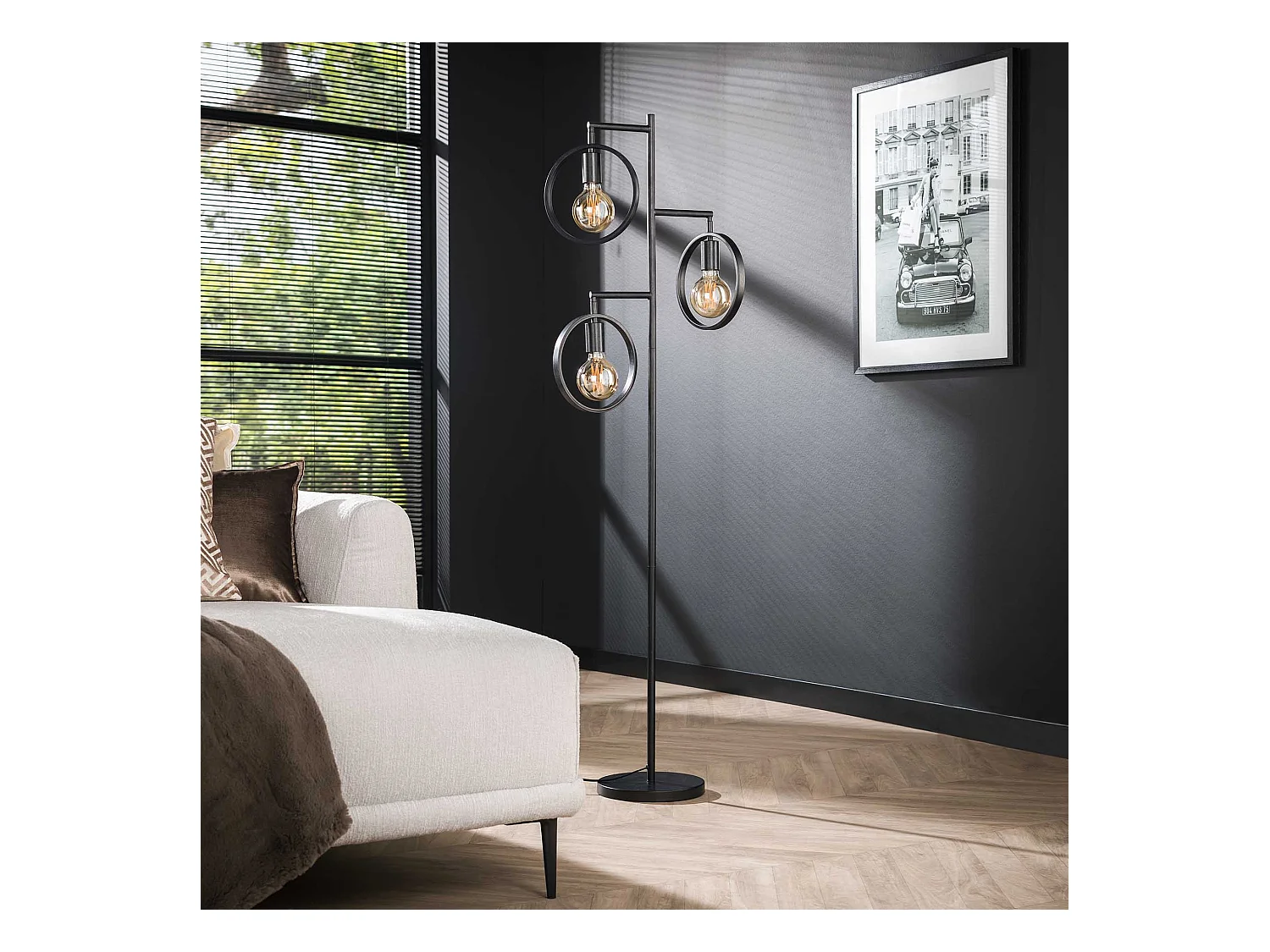 Lampadaire Ring 3 lampes - Anthracite