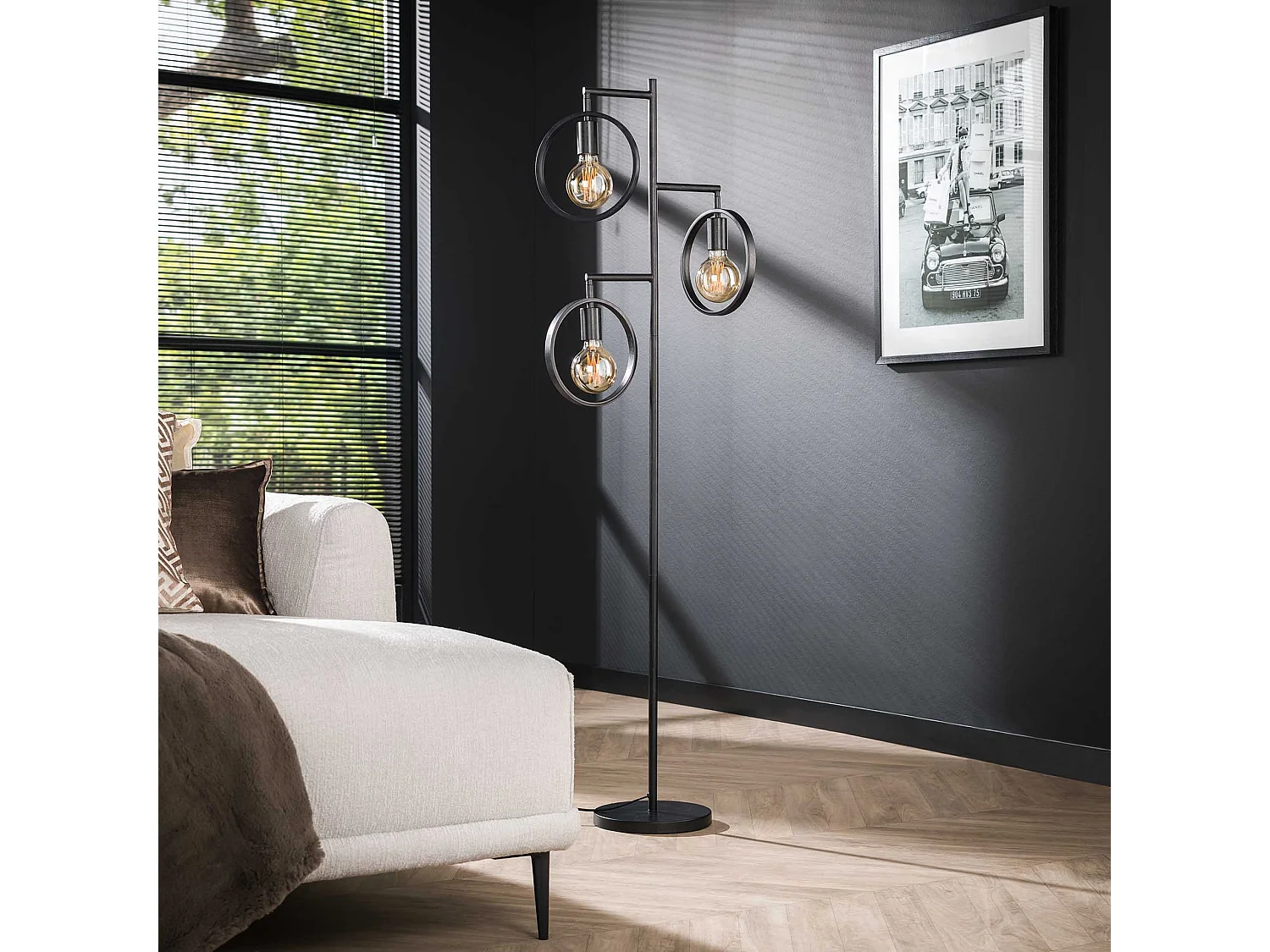 Lámpara de pie Ring 3 Lámparas - Carbón