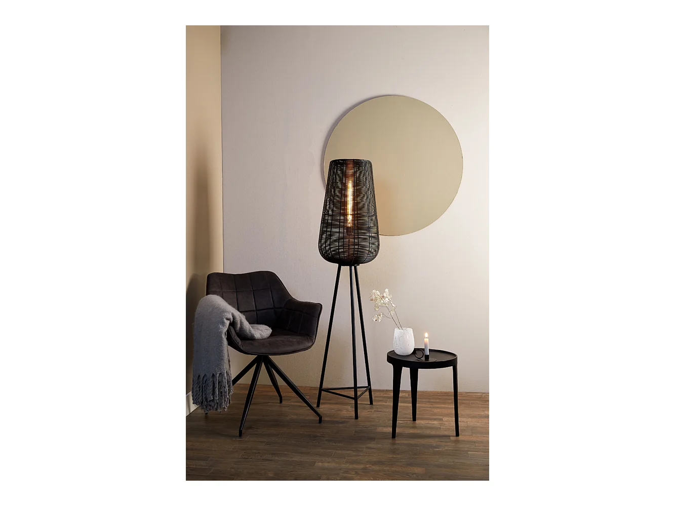 Lampadaire ADETA - Ø37x147cm - Noir