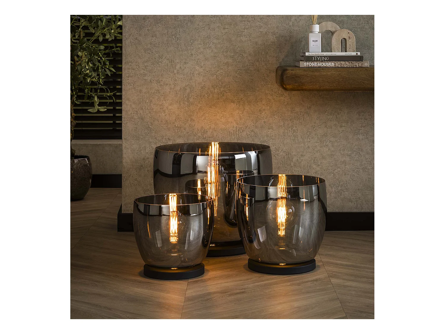 Lampadaire UP XXL - Verre gris fumé - Ø48