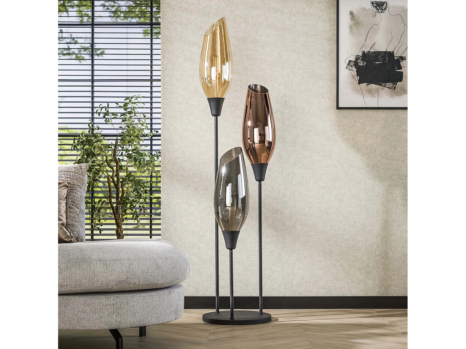 Vloerlamp Cocoon XL Mix Glass - Zwart