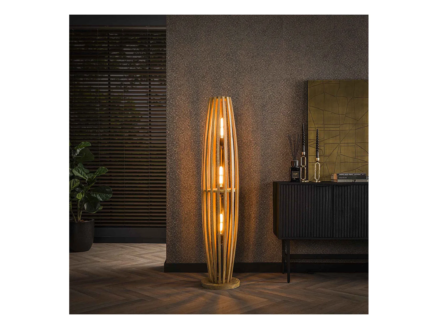 Lampadaire Orbit 3L - Manguier massif naturel - L