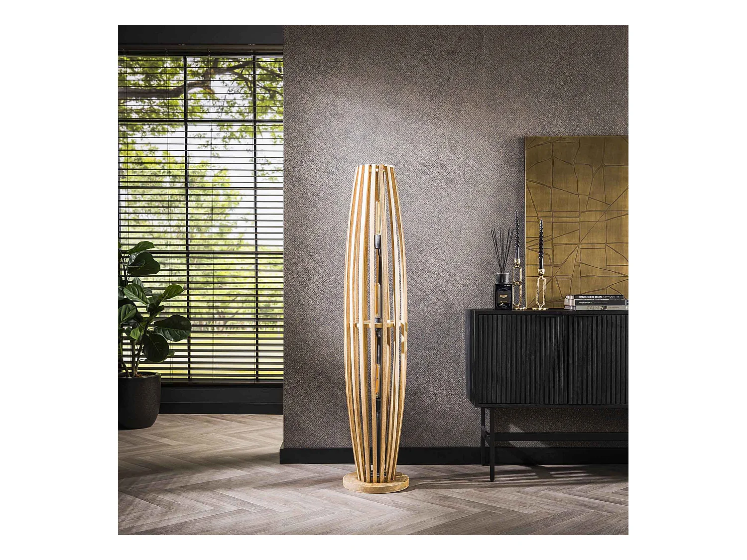 Lampadaire Orbit 3L - Manguier massif naturel - L