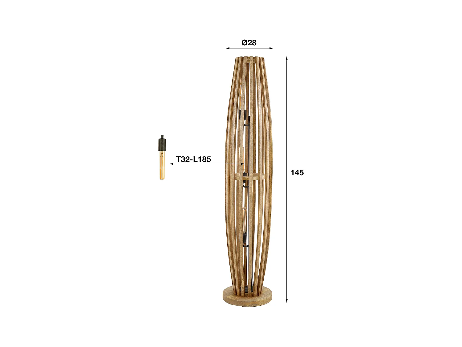 Lampadaire Orbit 3L - Manguier massif naturel - L