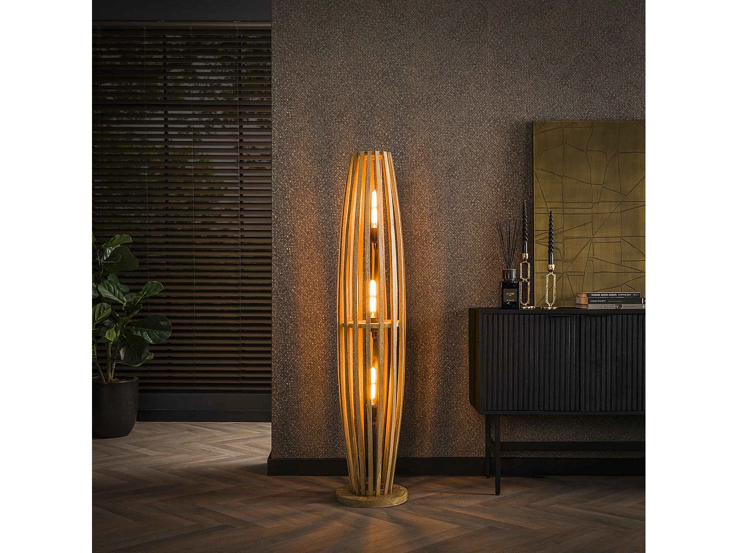 Lampadaire Orbit 3L - Manguier massif naturel - L