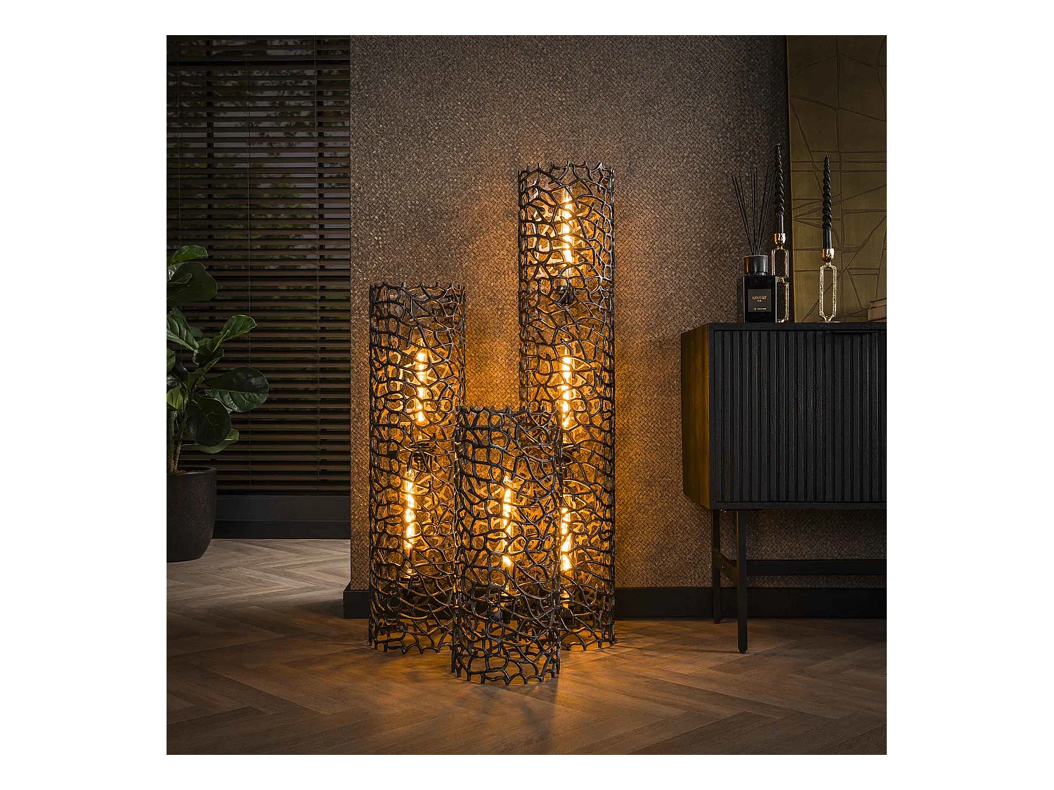 Vloerlamp Weaver Cylinder Ø25 122cm  XL - Zwart Nikkel