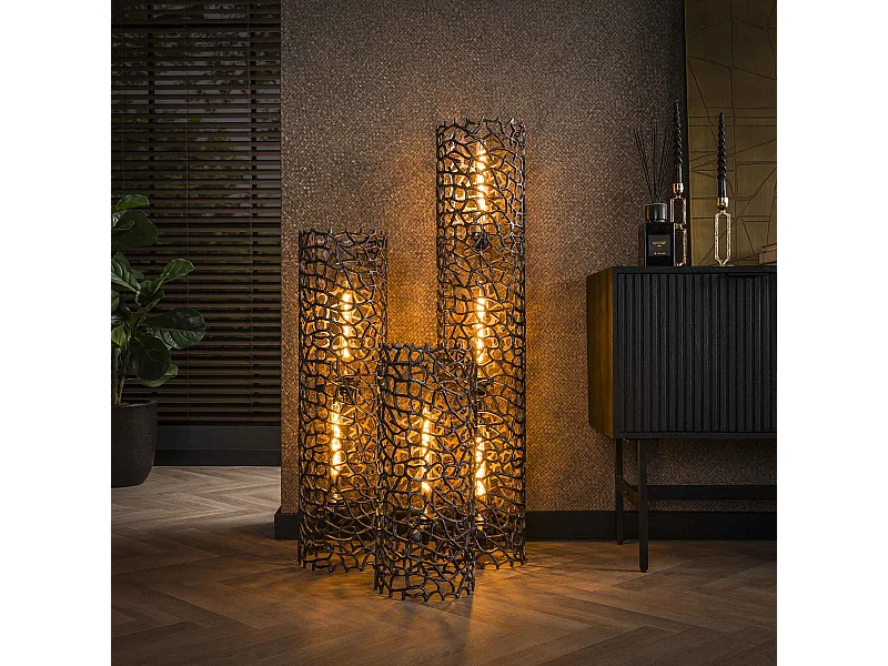 Lampadaire Weaver Cylindre Ø25 122cm XL - Nickel Noir