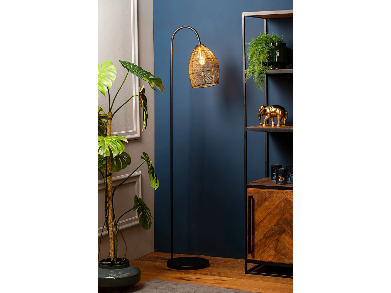 Lampadaire MEYA - 34x30,5x172cm - Noir