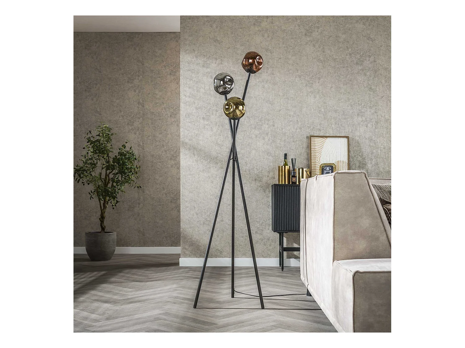 Stehleuchte 3L Molecule Mix Glas - Arctic Black