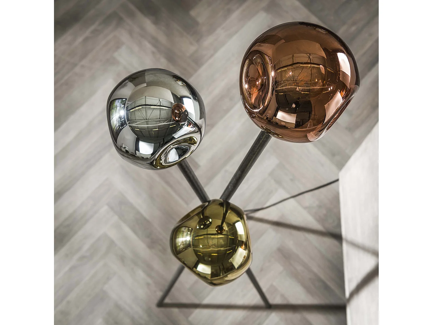 Lampadaire 3L Molecule Mix Verre - Noir Artic