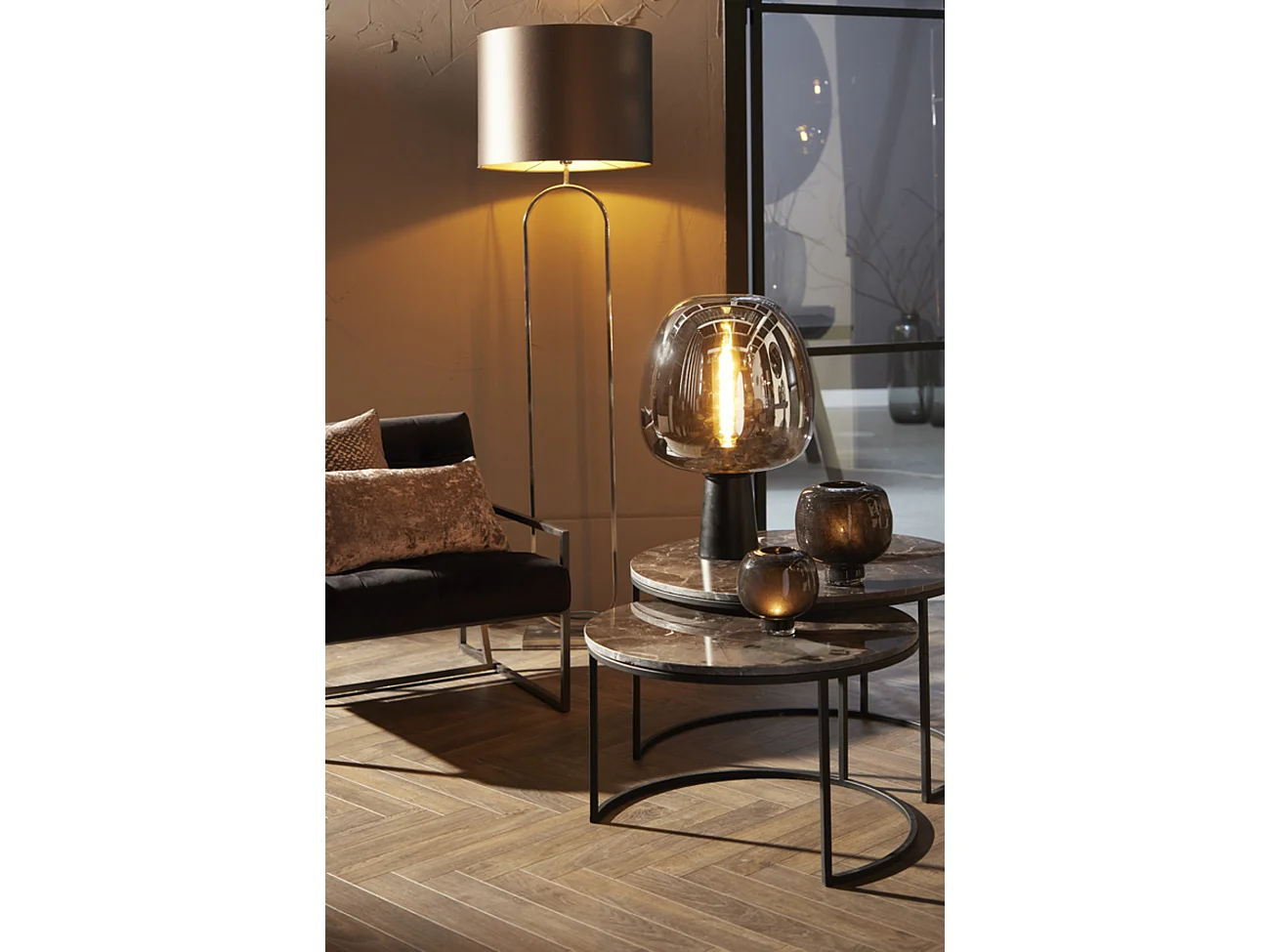Lampadaire JAMIRI - 30x15x142cm - Noir