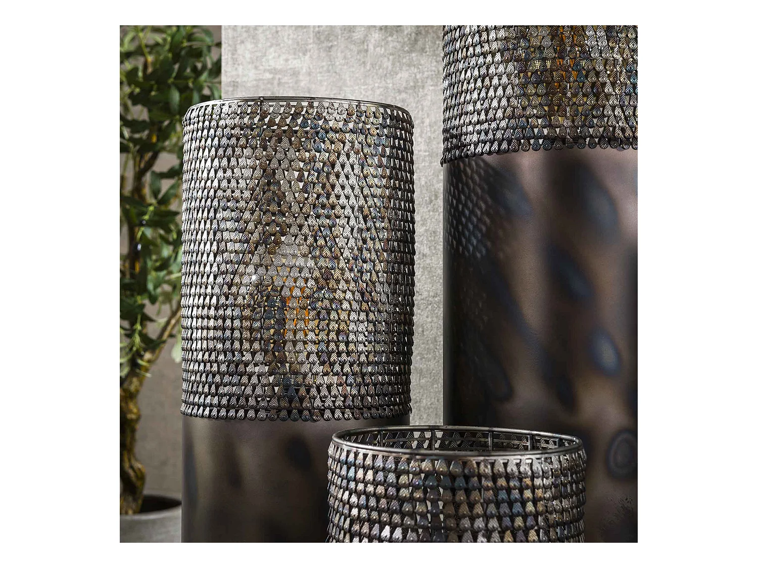 Lampadaire Cylindre Ø20 60cm - Noir Marron