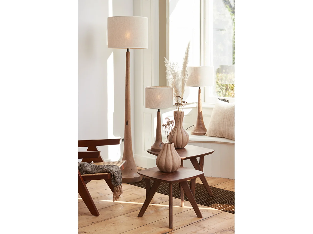 Vloerlamp JOVANY - Ø25x135cm - Bruin