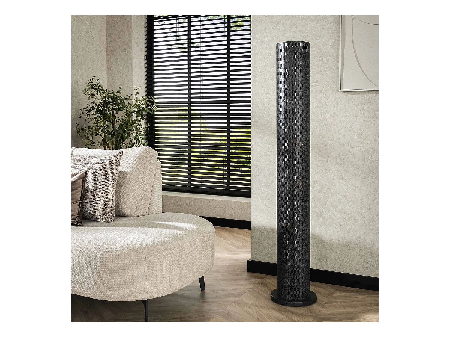 Vloerlamp 5L Koker Mesh - Artic Zwart