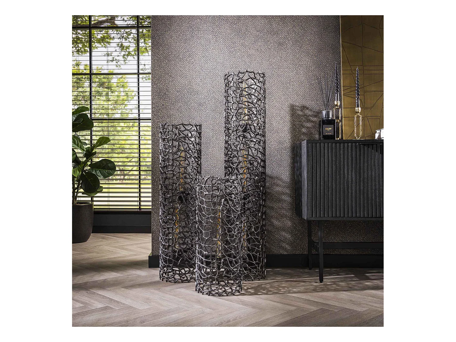 Lampadaire Weaver Cylindre Ø25 61cm - Nickel Noir