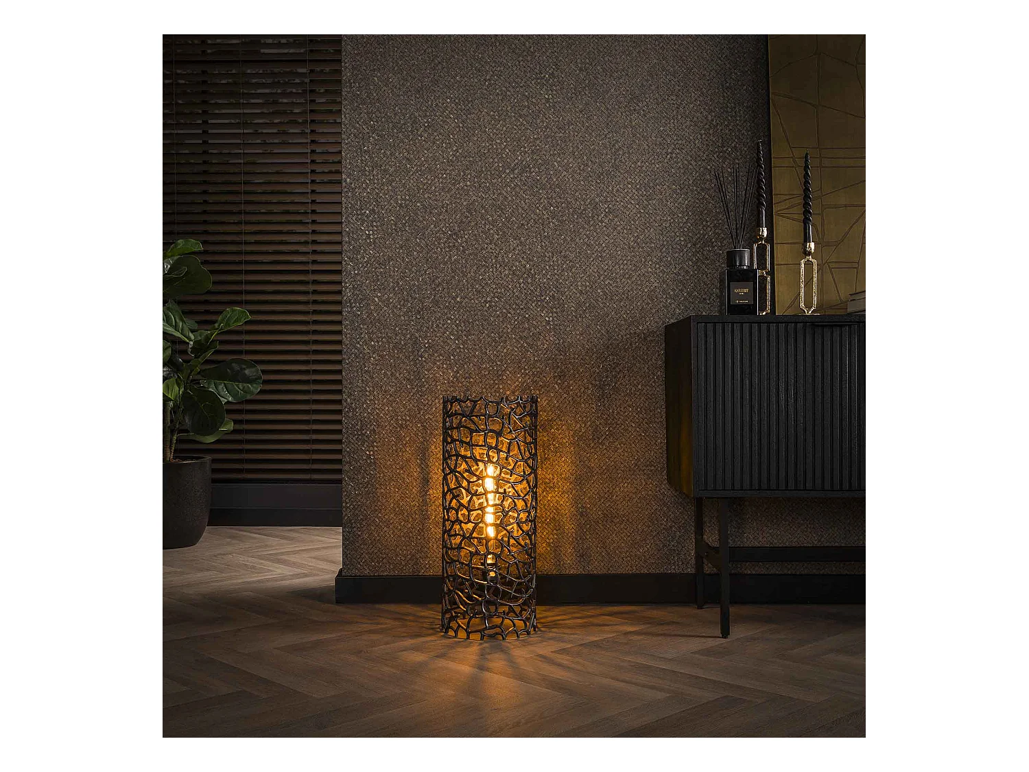 Lampadaire Weaver Cylindre Ø25 61cm - Nickel Noir
