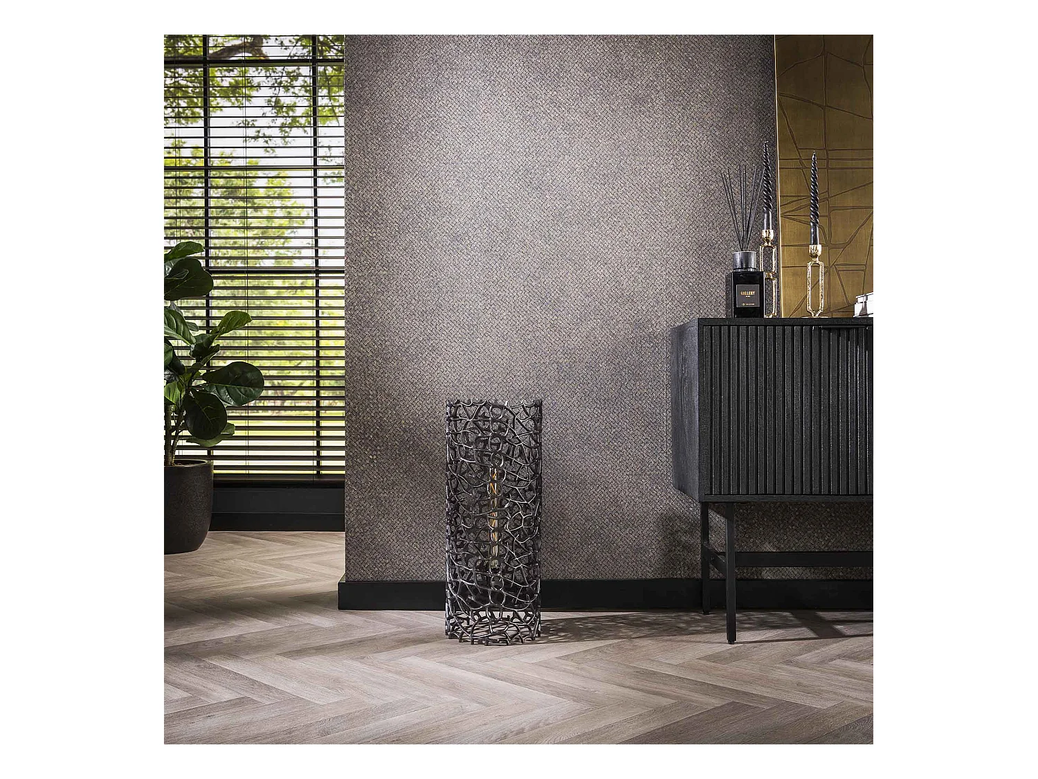 Lampadaire Weaver Cylindre Ø25 61cm - Nickel Noir