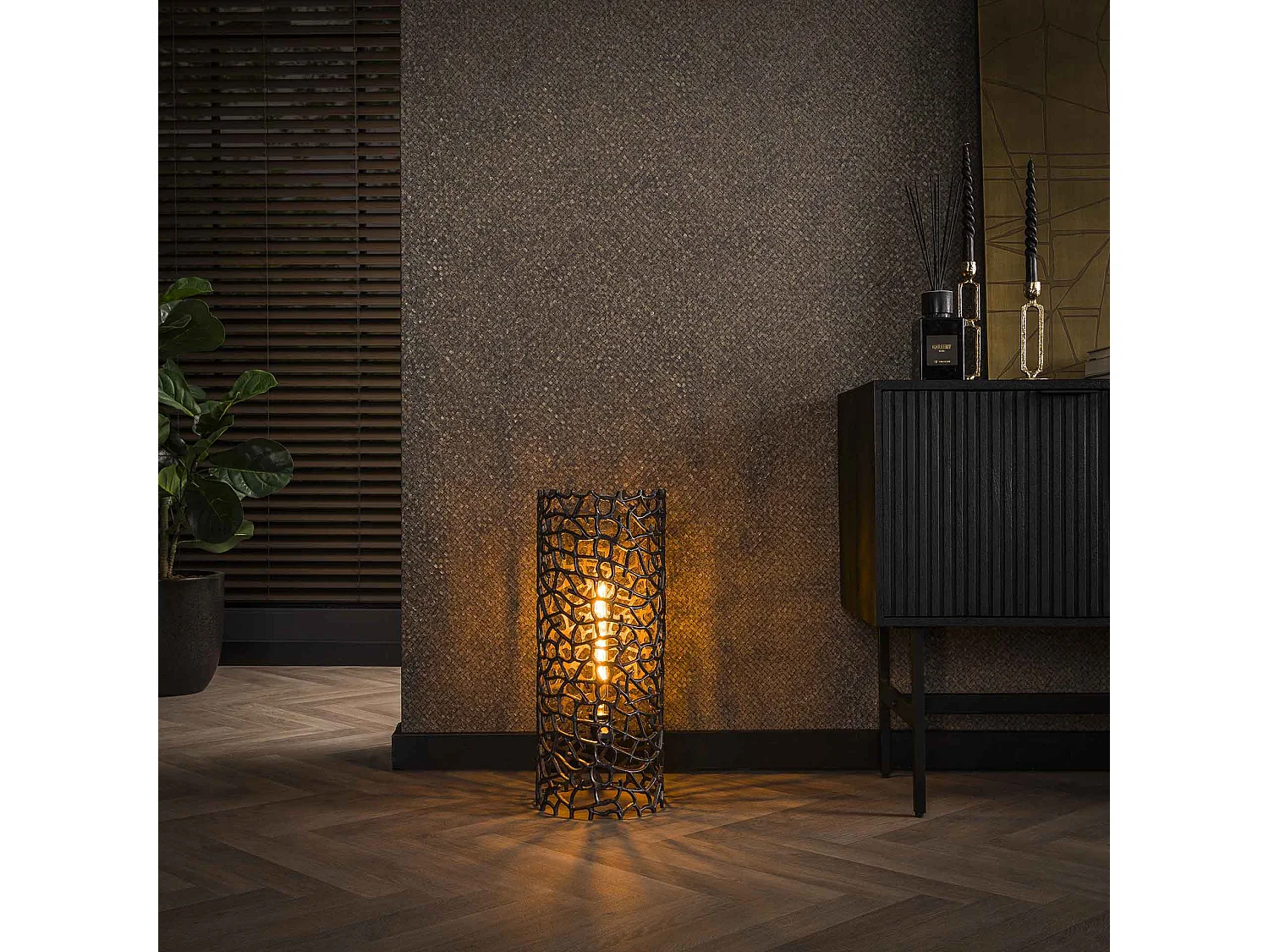 Lampadaire Weaver Cylindre Ø25 61cm - Nickel Noir