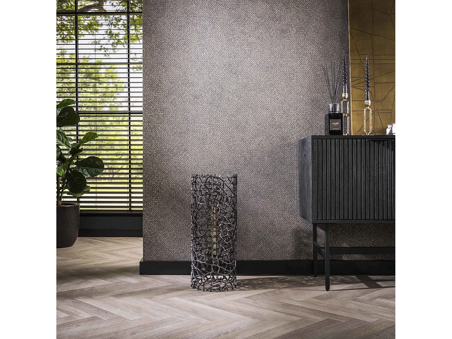 Lampadaire Weaver Cylindre Ø25 61cm - Nickel Noir