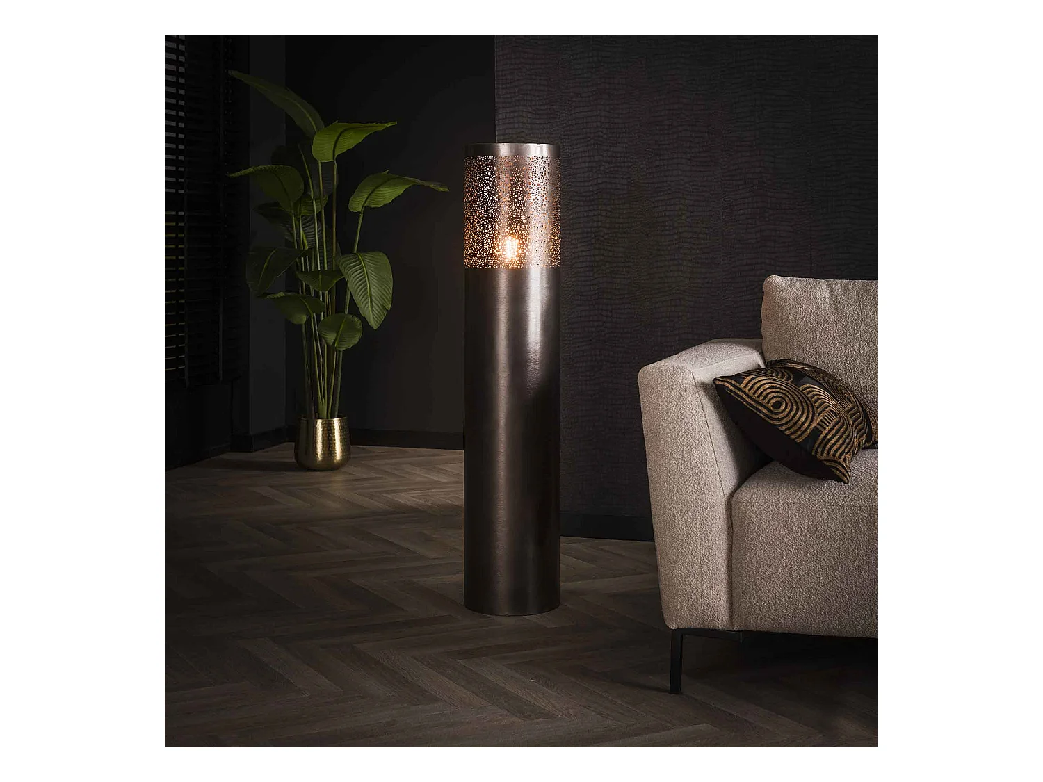 Lampadaire Ø25 cylindre 120cm / Nickel noir