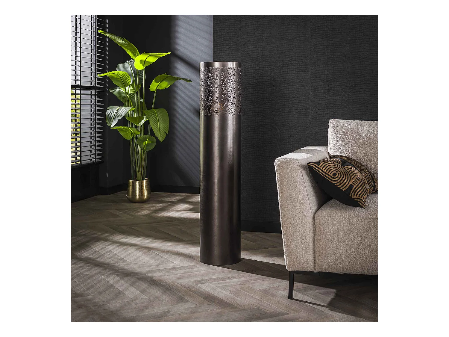 Lampadaire Ø25 cylindre 120cm / Nickel noir