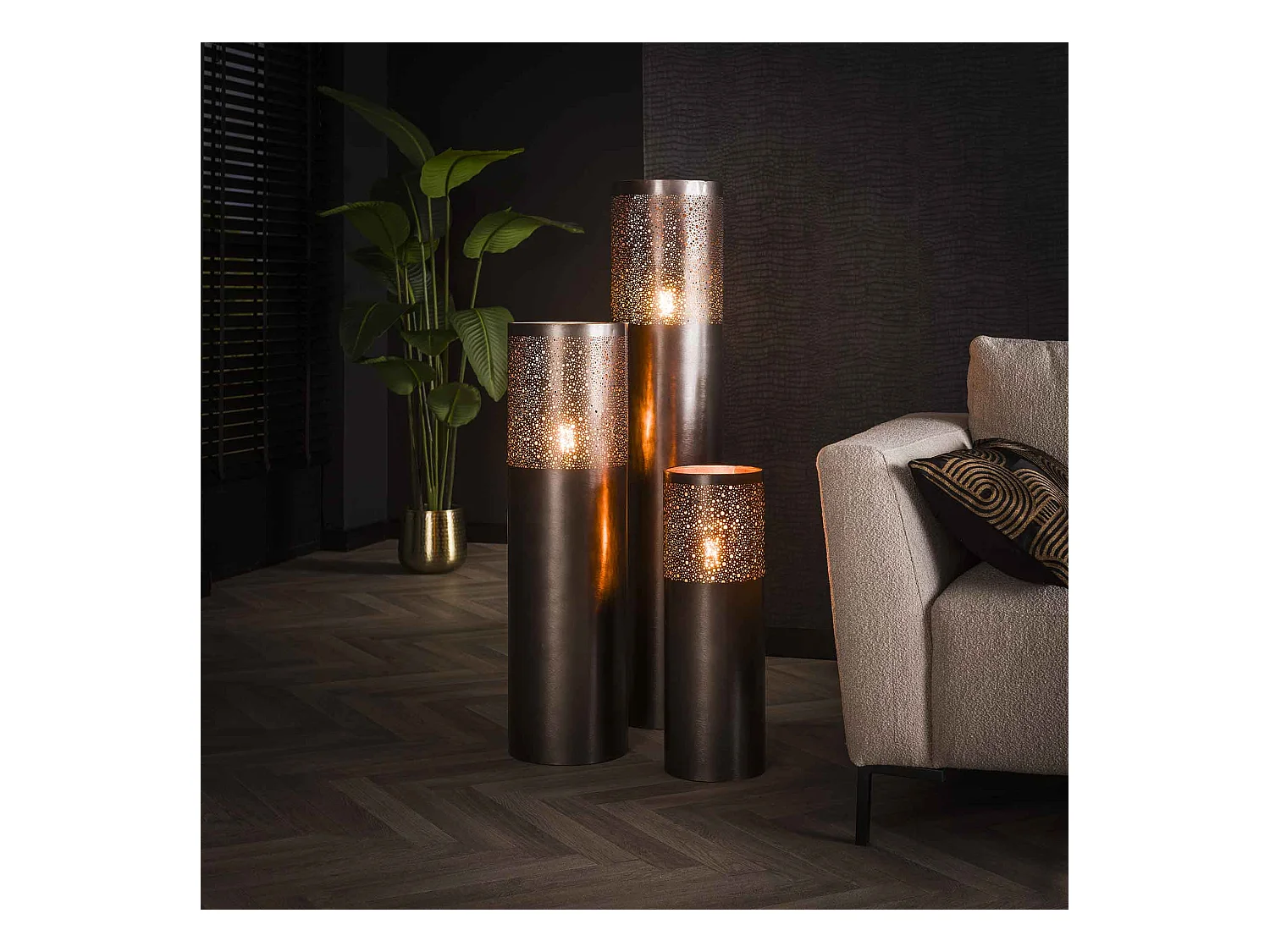 Lampadaire Ø25 cylindre 120cm / Nickel noir