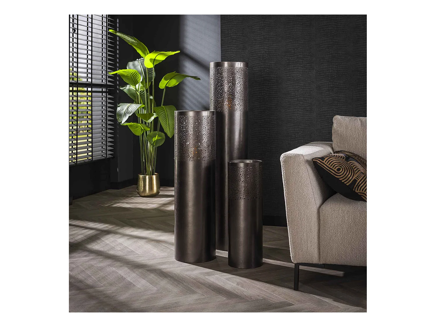 Lampadaire Ø25 cylindre 120cm / Nickel noir