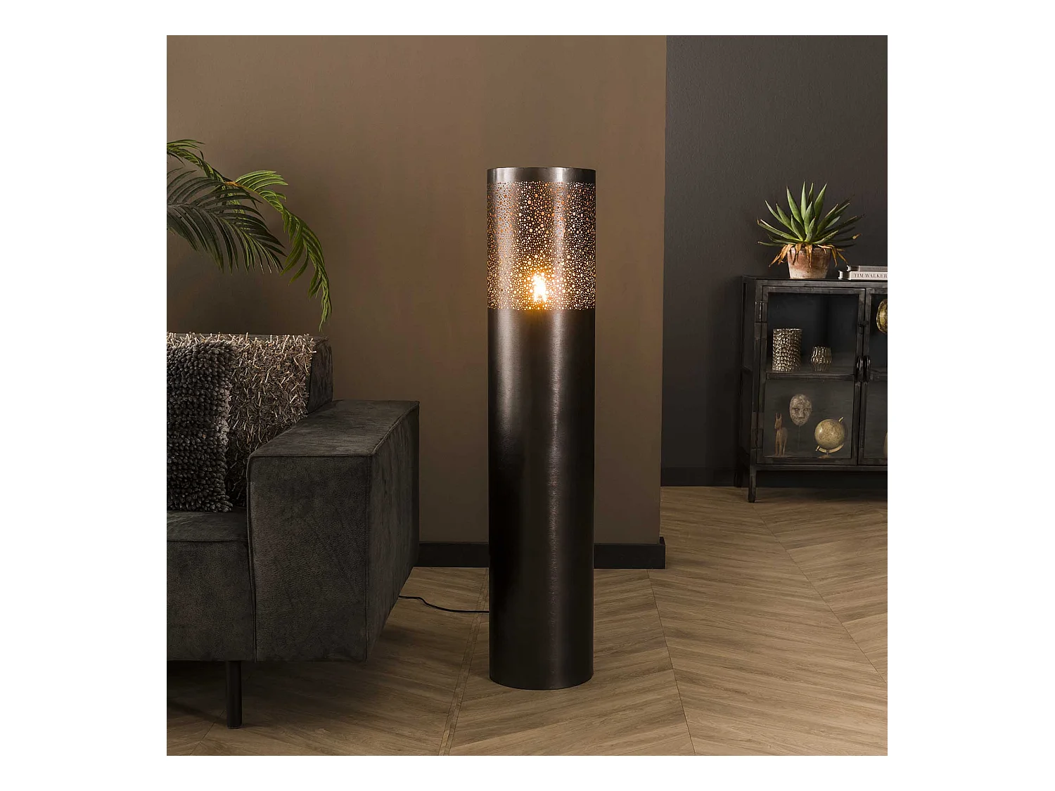 Lampadaire Ø25 cylindre 120cm / Nickel noir