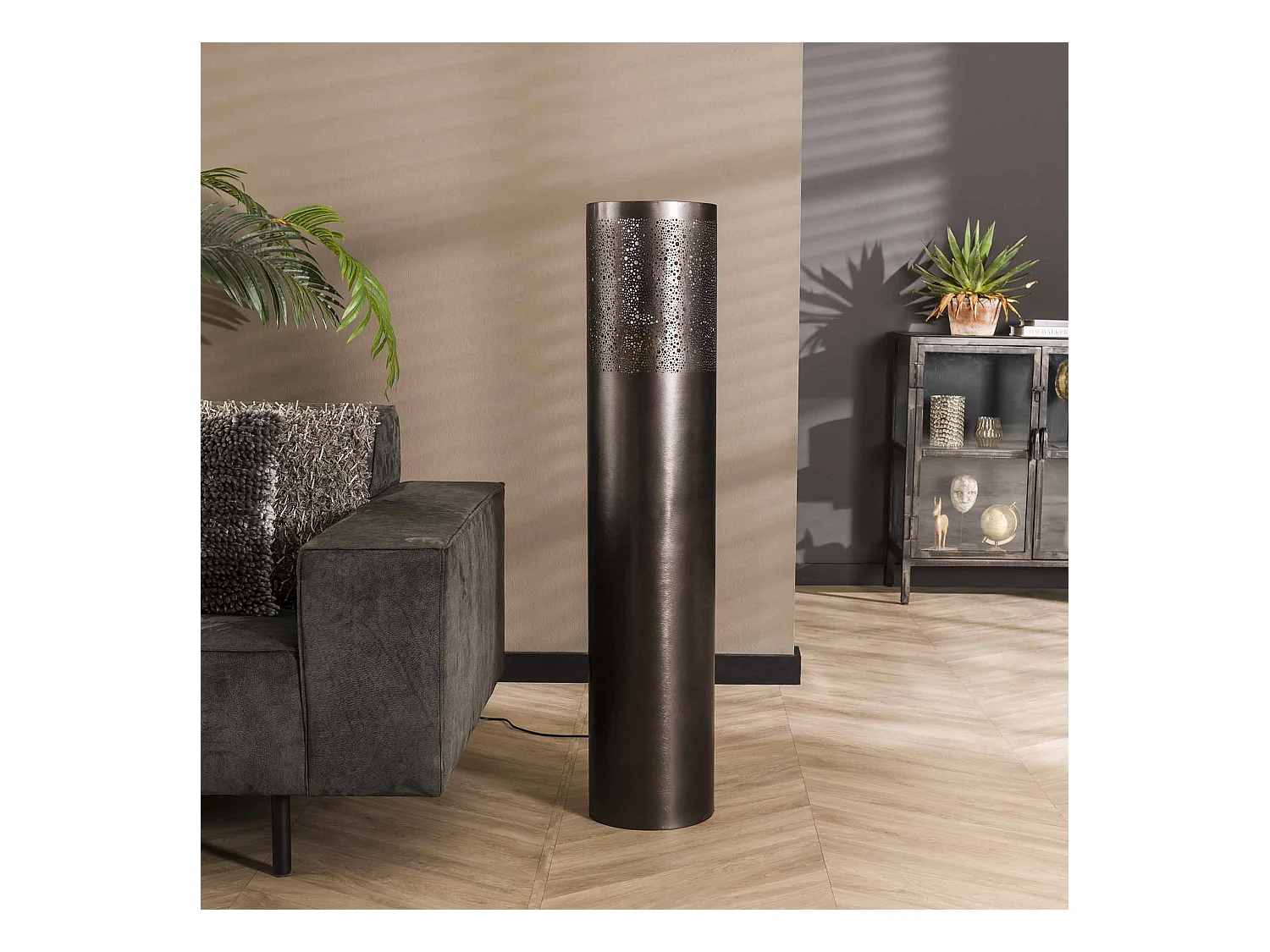 Lampadaire Ø25 cylindre 120cm / Nickel noir