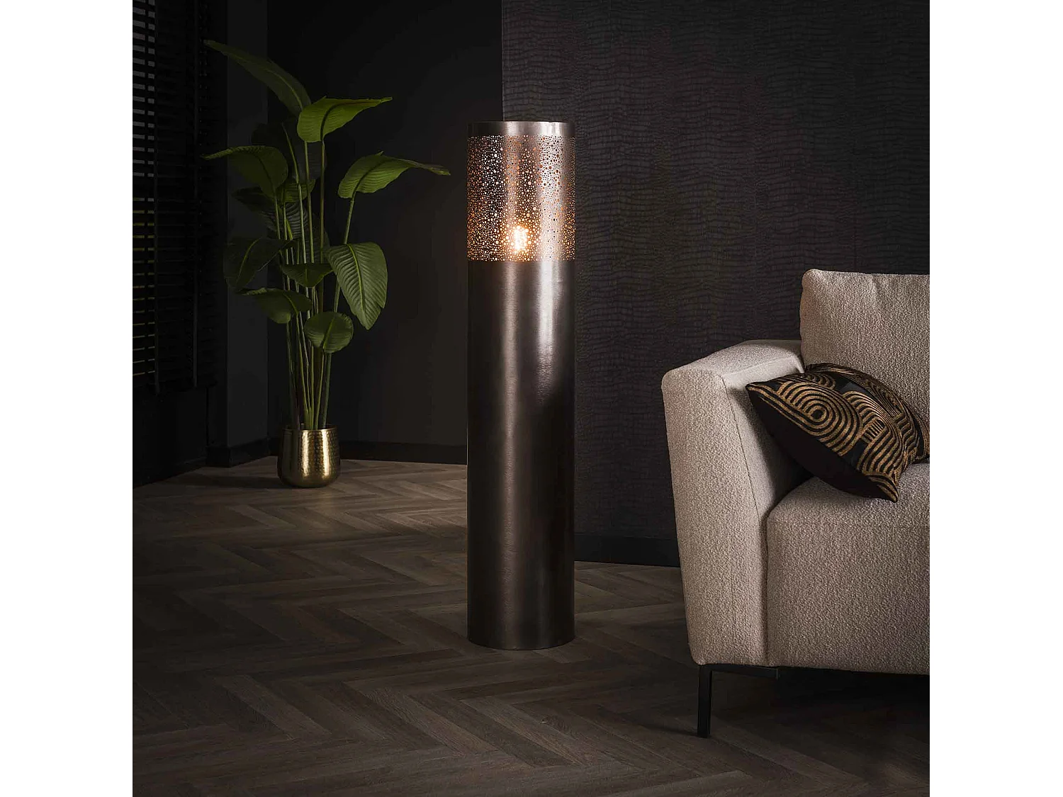Lampadaire Ø25 cylindre 120cm / Nickel noir