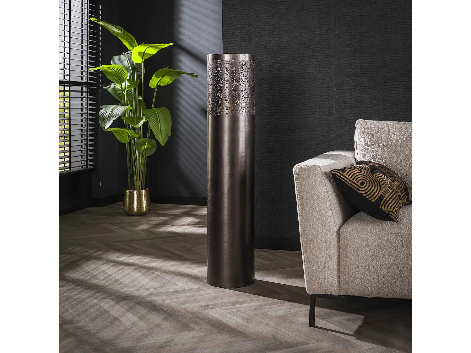 Lampadaire Ø25 cylindre 120cm / Nickel noir