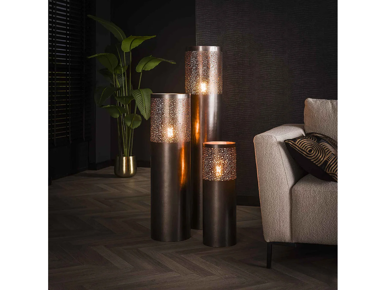 Lampadaire Ø25 cylindre 120cm / Nickel noir