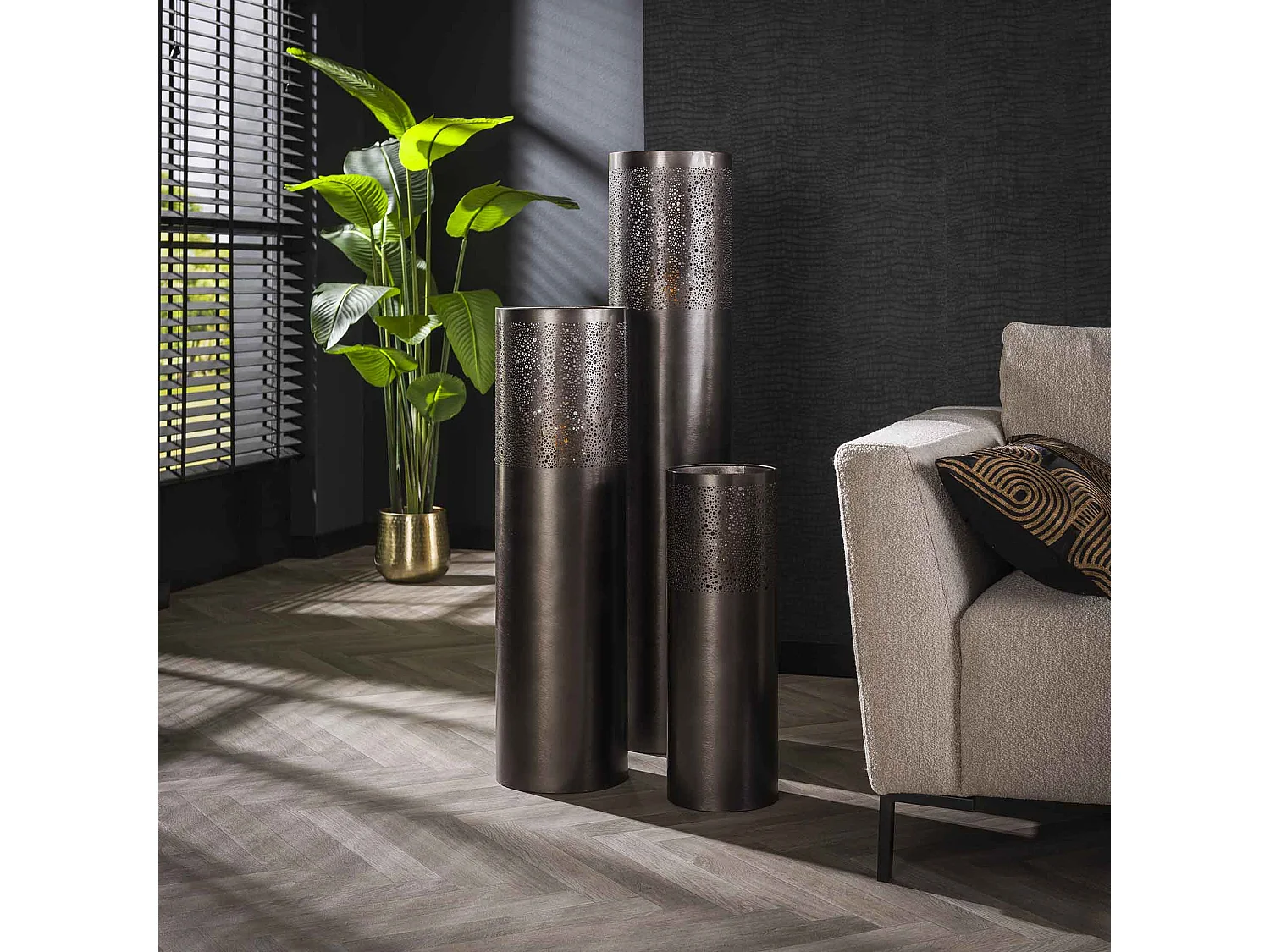 Lampadaire Ø25 cylindre 120cm / Nickel noir