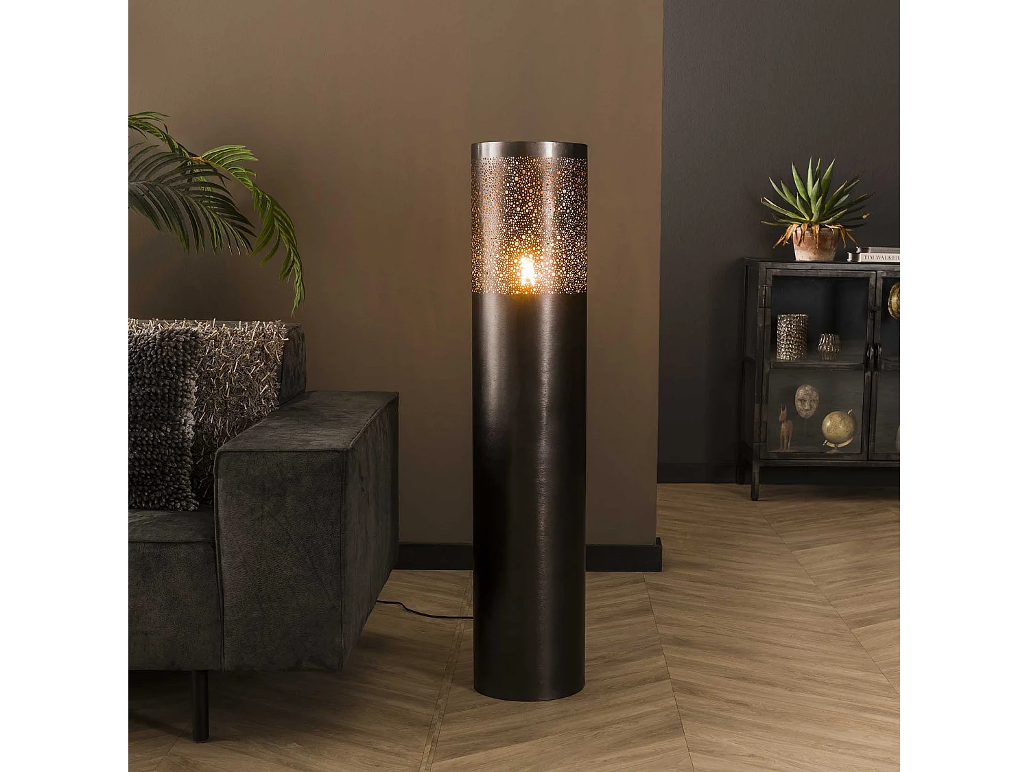 Lampadaire Ø25 cylindre 120cm / Nickel noir