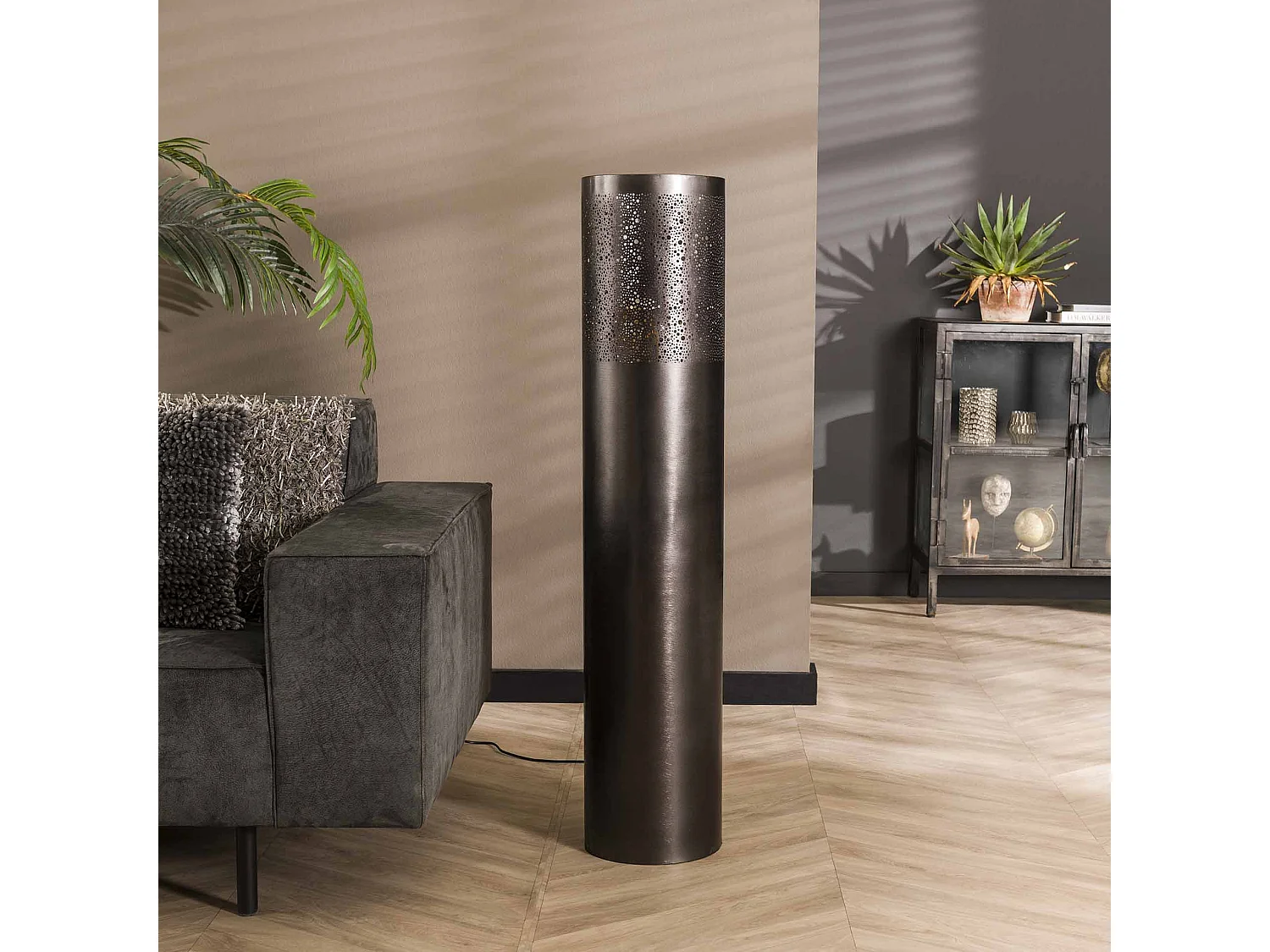 Lampadaire Ø25 cylindre 120cm / Nickel noir