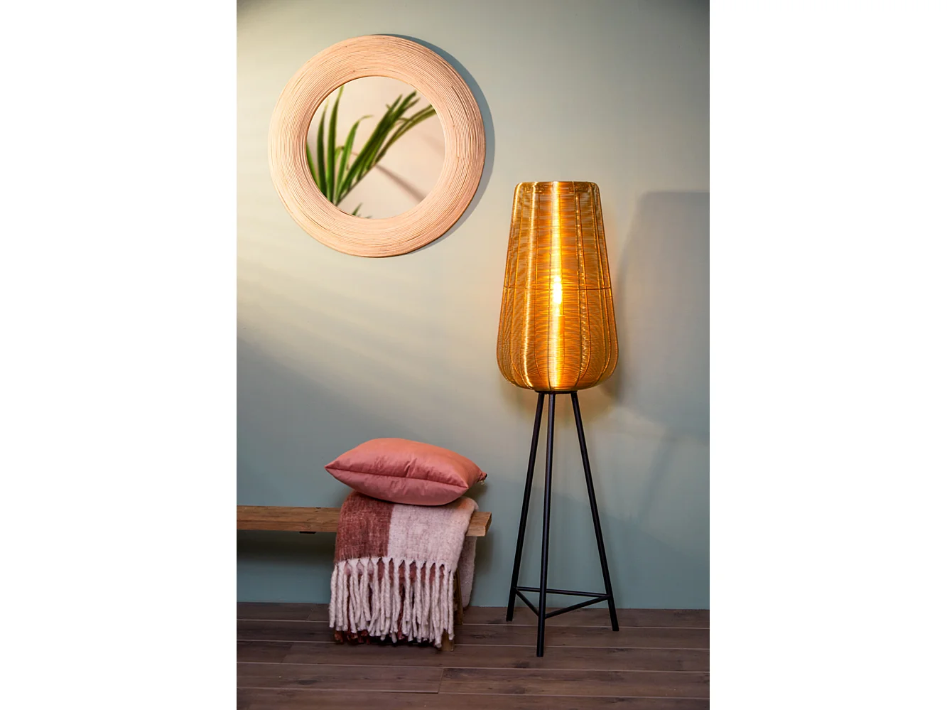 Lampadaire ADETA - Ø37x135cm - Doré