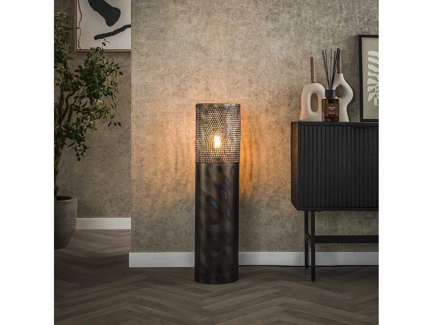 Vloerlamp Ø22,5 Cilinder 90cm - Zwart Bruin