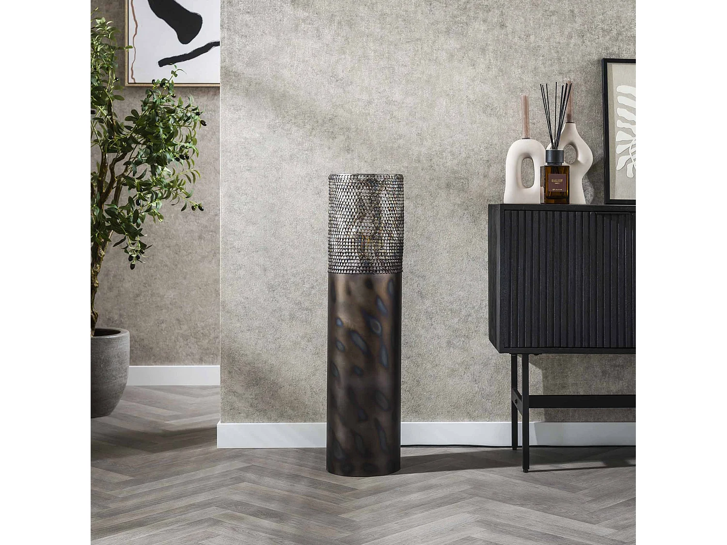 Vloerlamp Ø22,5 Cilinder 90cm - Zwart Bruin