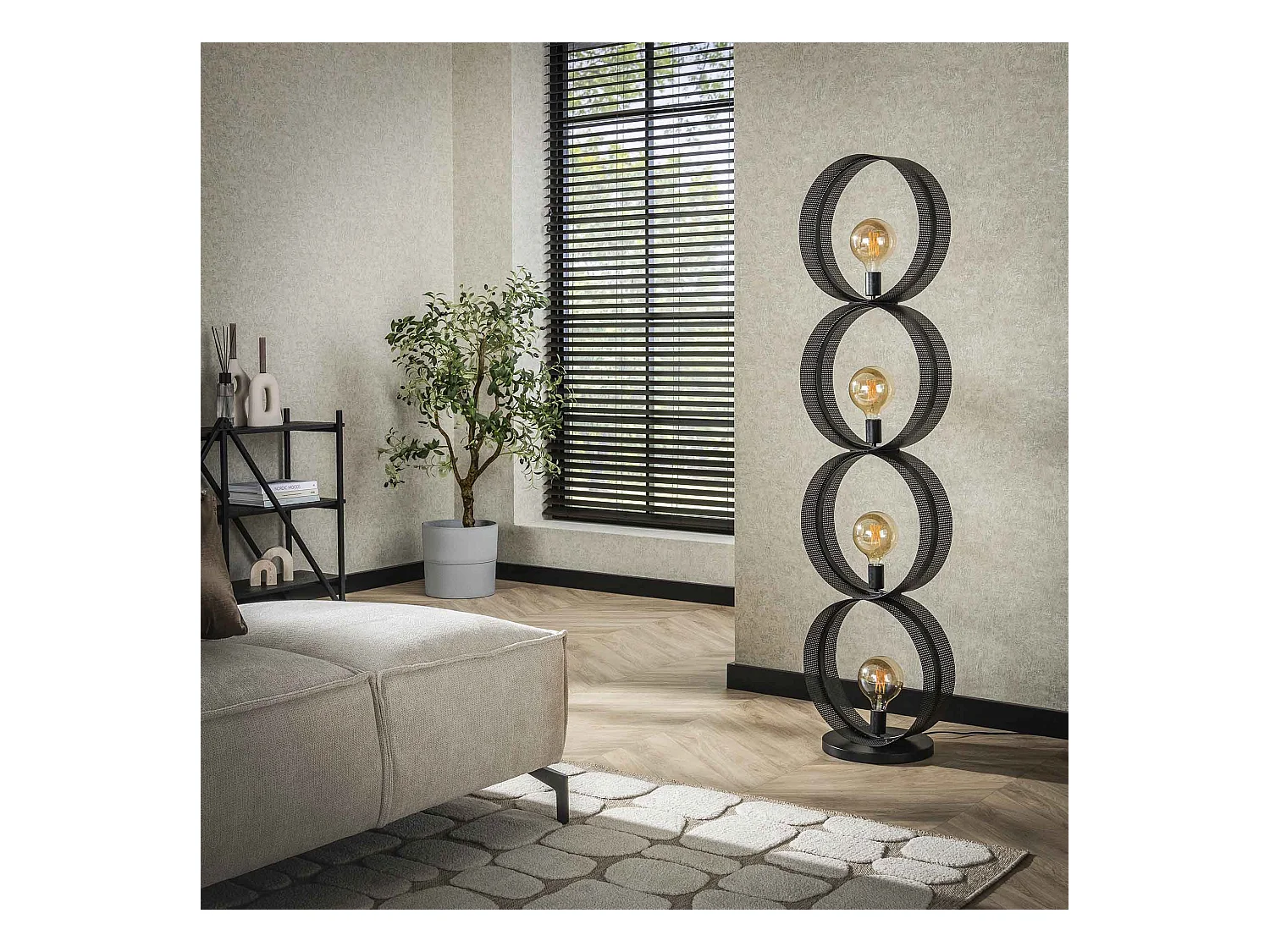 Stehleuchte 4L Ring Perforated - Anthrazit