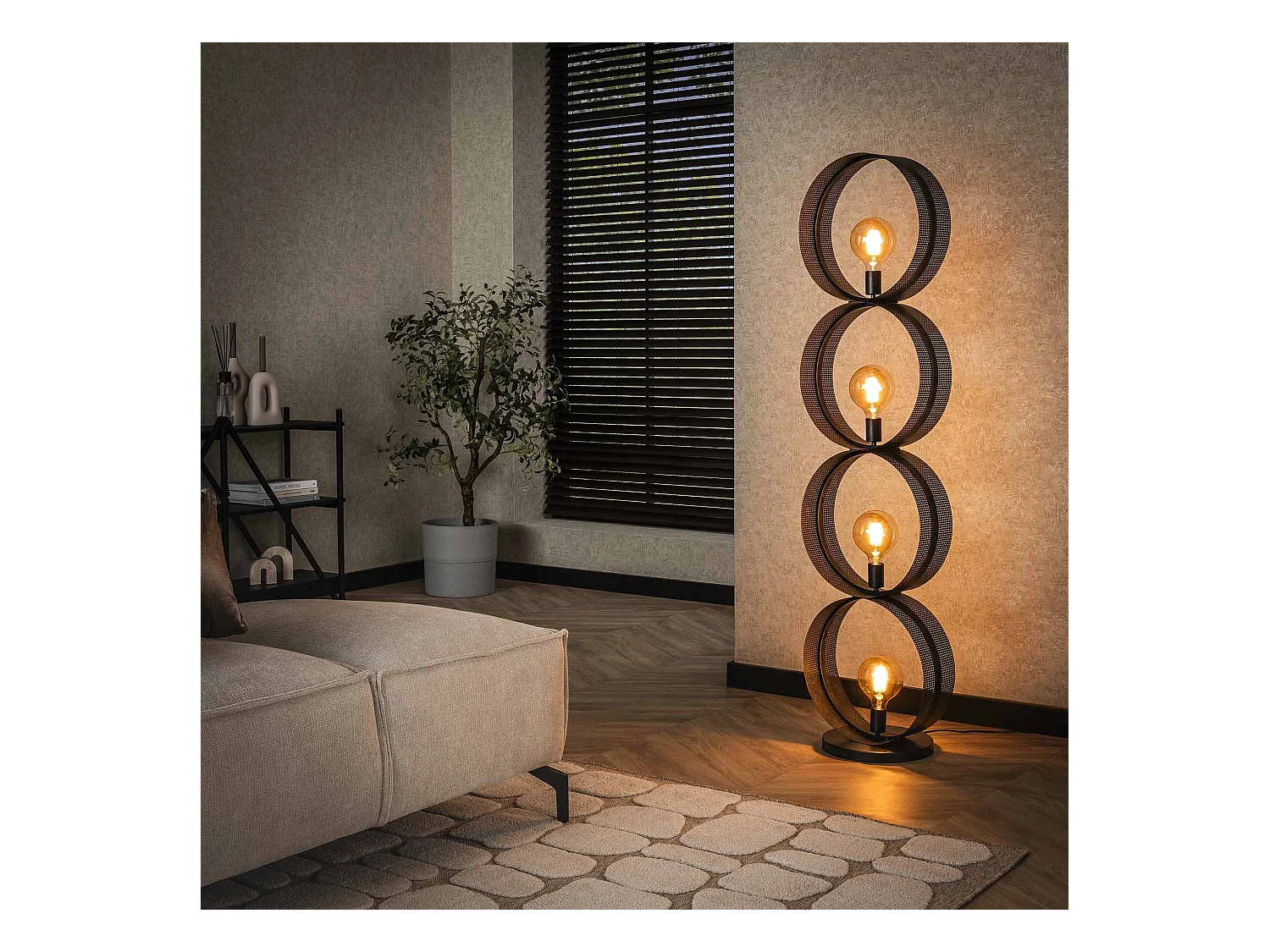 Lampadaire 4L Anneau Perforé - Anthracite